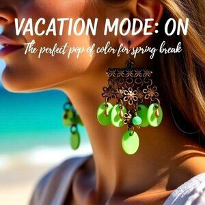 Intricate Boho Floral Chandelier Dangle Earrings! Shell & Copper Forest Magic